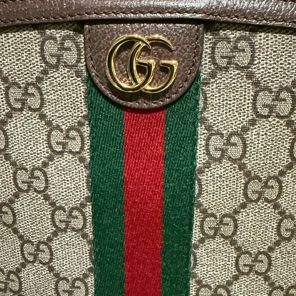 Gucci Beige GG Cosmetic Case with Red and Green Accent - Picture 4 of 10